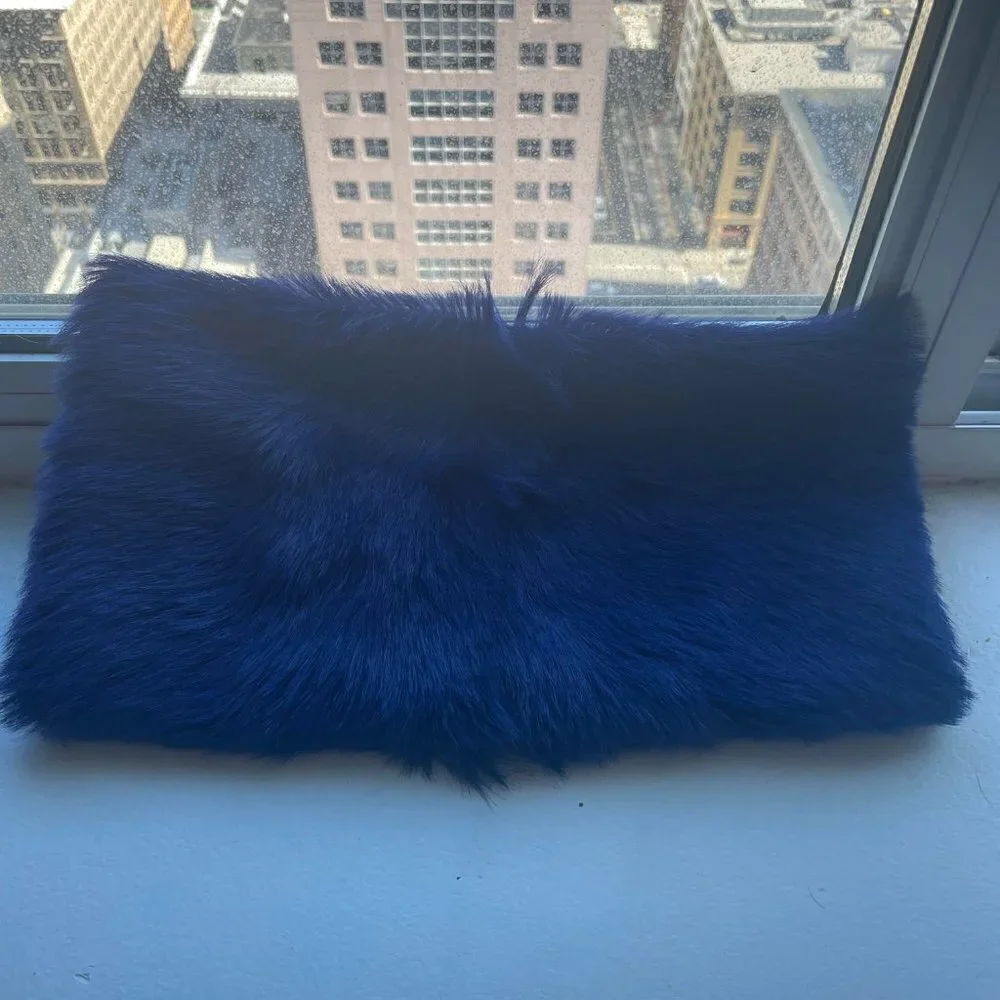 Elie Tahari Blue Fur Clutch